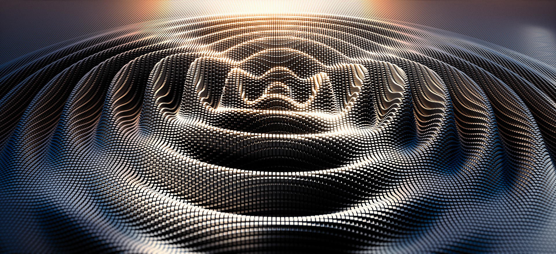 Interference and waves in a digital raster micro structure - 3D illustration