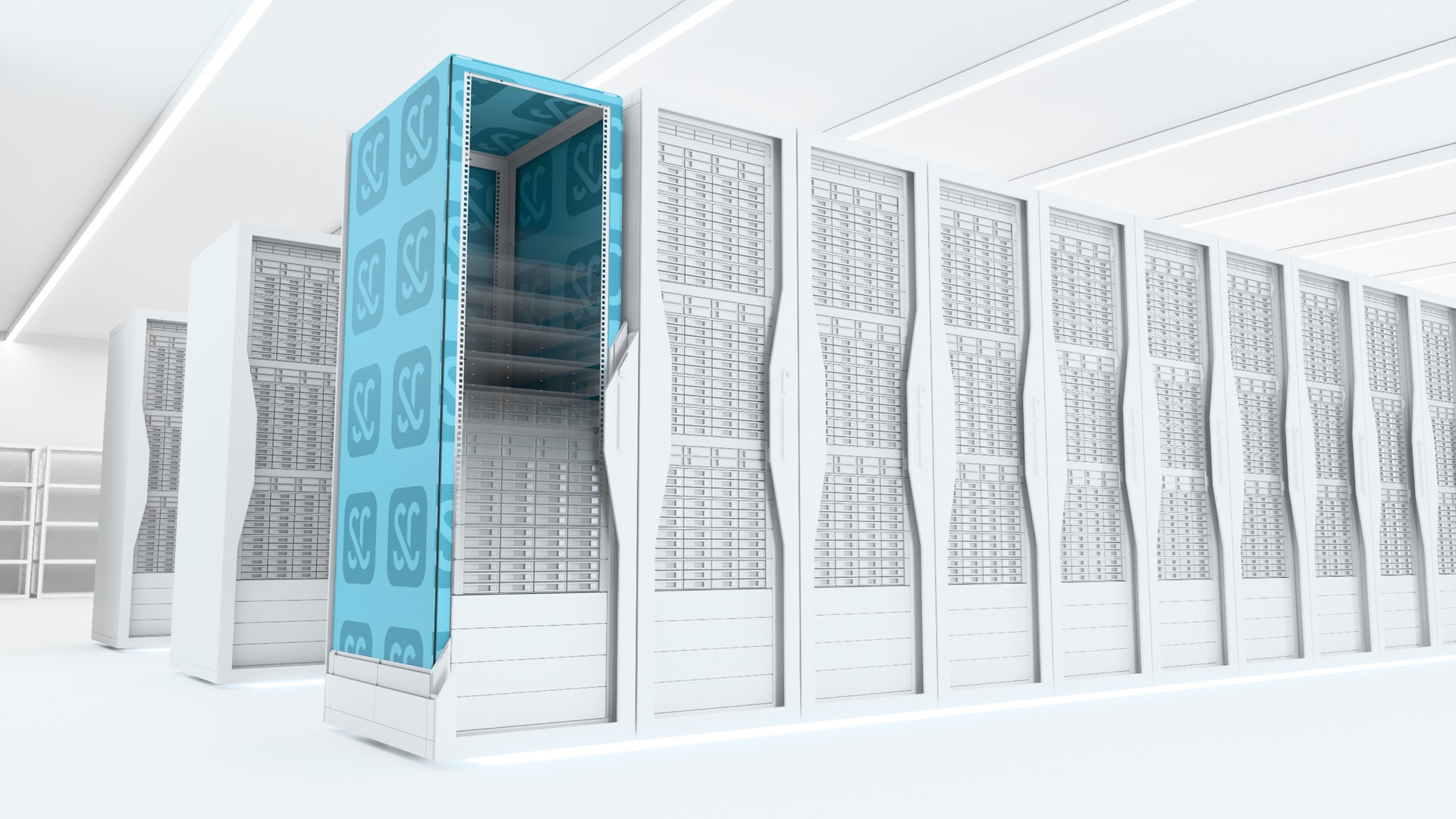 Soundcoat material in Server Room 3D illustration